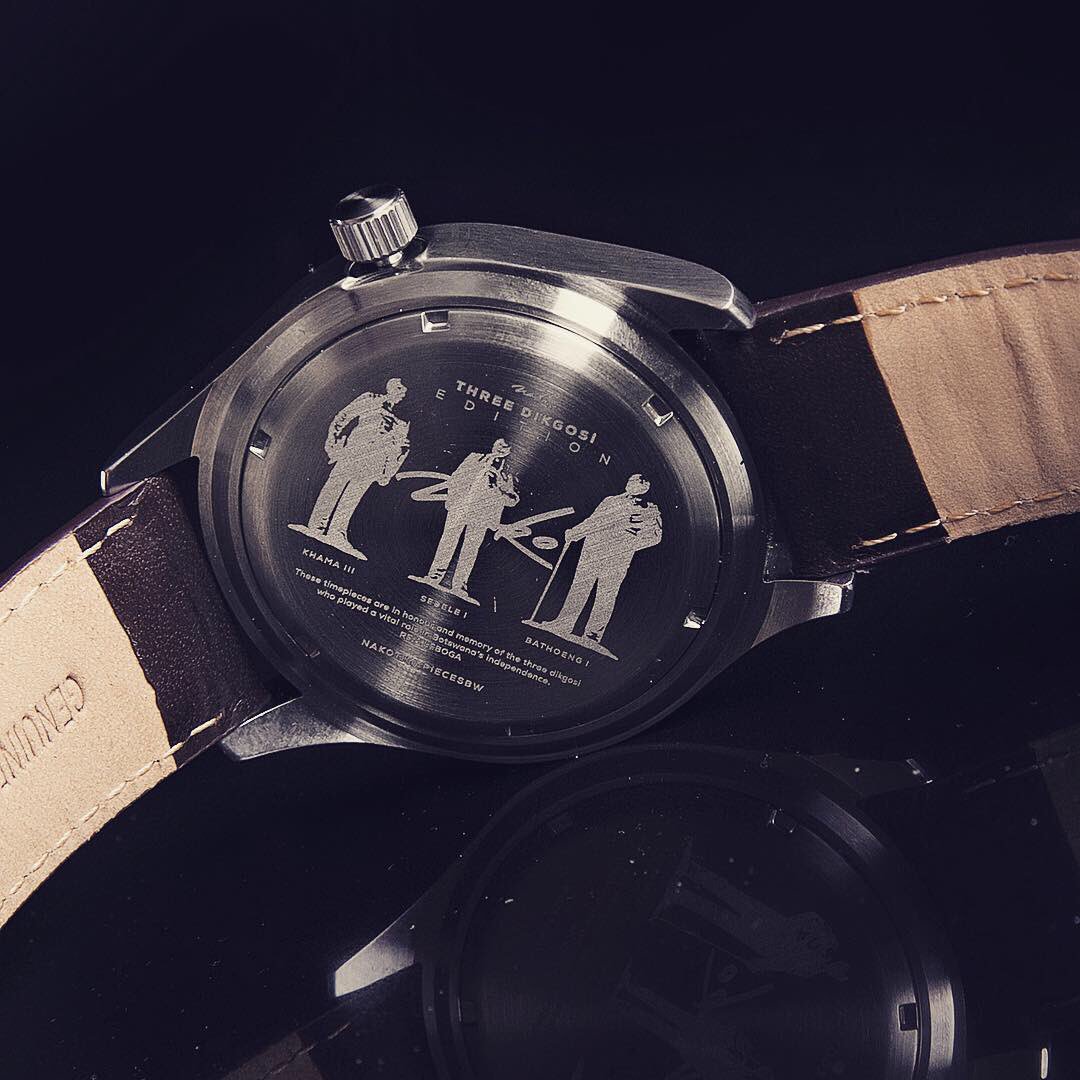 nakowatchco's tweet photo. The Three Dikgosi edition is in honour and memory of the Three Dikgosi who played a role in Botswana’s independence. The signature timepieces are a state-of-the-art luxury timekeeper that provides gentlemen with dignified craftsmanship enriched with heritage. #kenako #botswana https://t.co/RHHKXAn8Sq