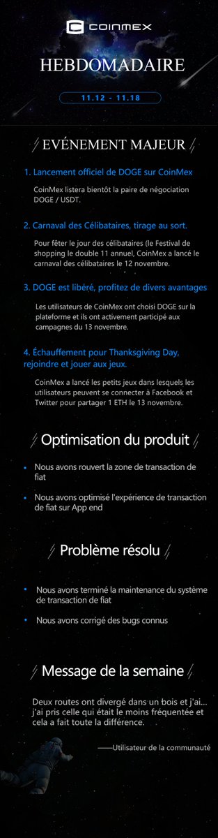 CoinmexF's tweet photo. Hebdomadaire de CoinMex https://t.co/a07pE0ZnWr