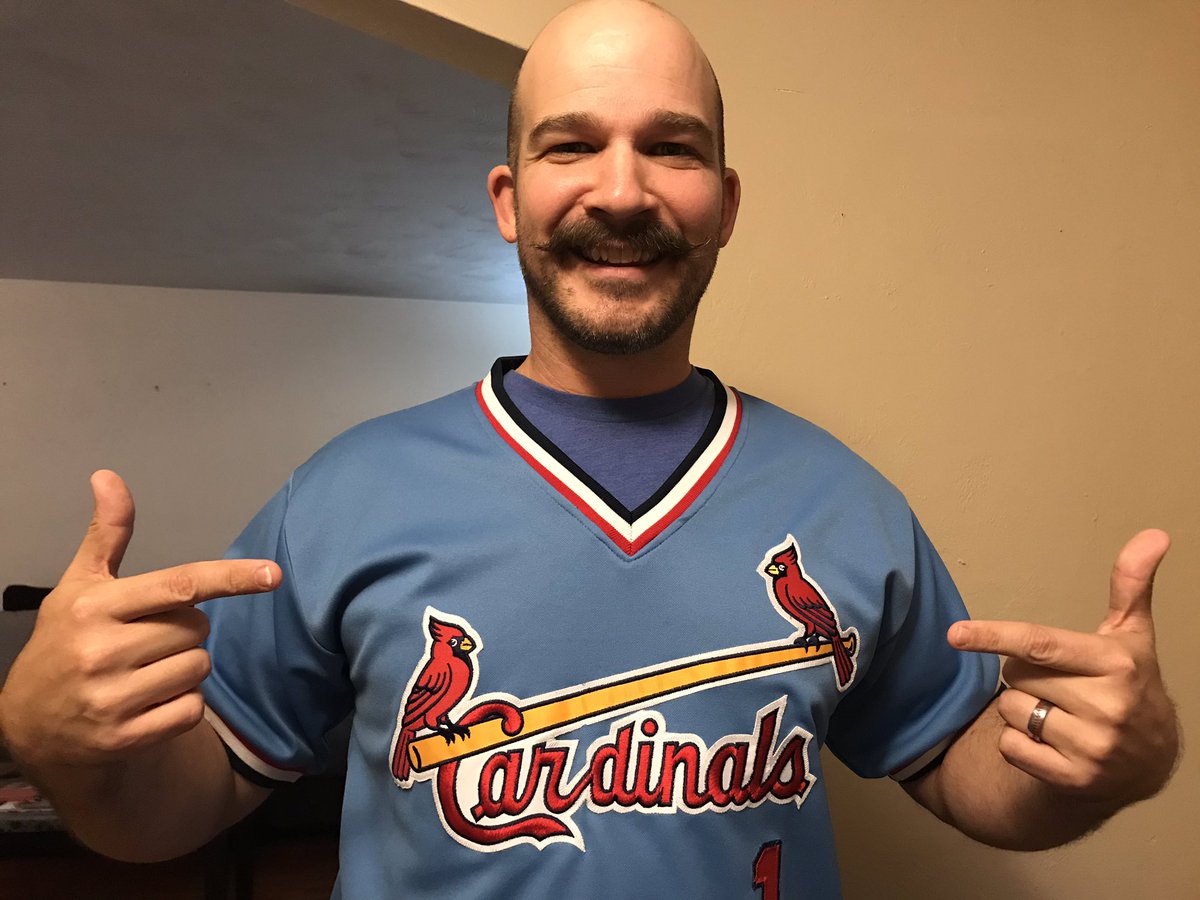 TimGebby's tweet photo. Serious question @TheMayorsOffice, what is better...My mustache or the Cardinals bringing back the powder victory blue?!?! https://t.co/uz5gCMGF4j