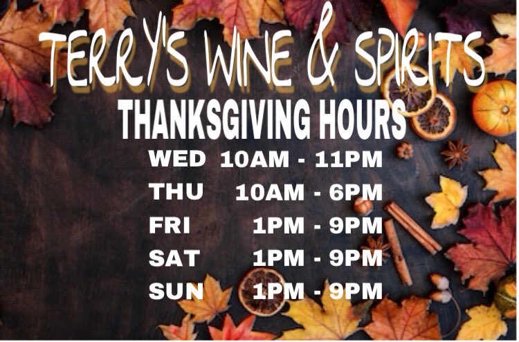 Open all week long! Come visit us at <a href="/TerrysNYC/">Terry's NYC</a> for a delicious selection of holiday wine #thanksgiving #wine #westvillage 📍 35 Greenwich Ave NY, NY