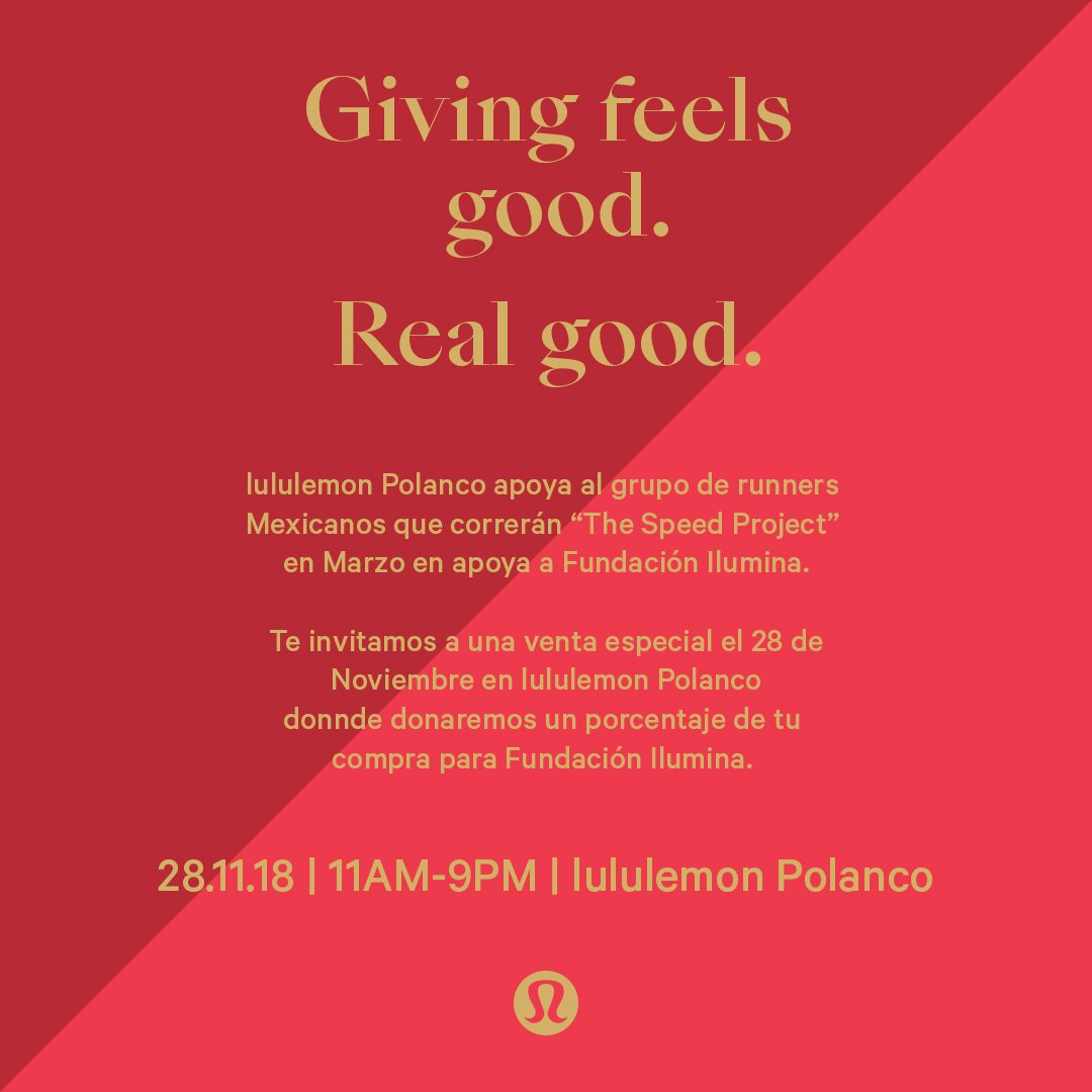 lululemonMX's tweet image. Nos vemos el próximo miércoles en lululemon Polanco! #feelgoodgiving