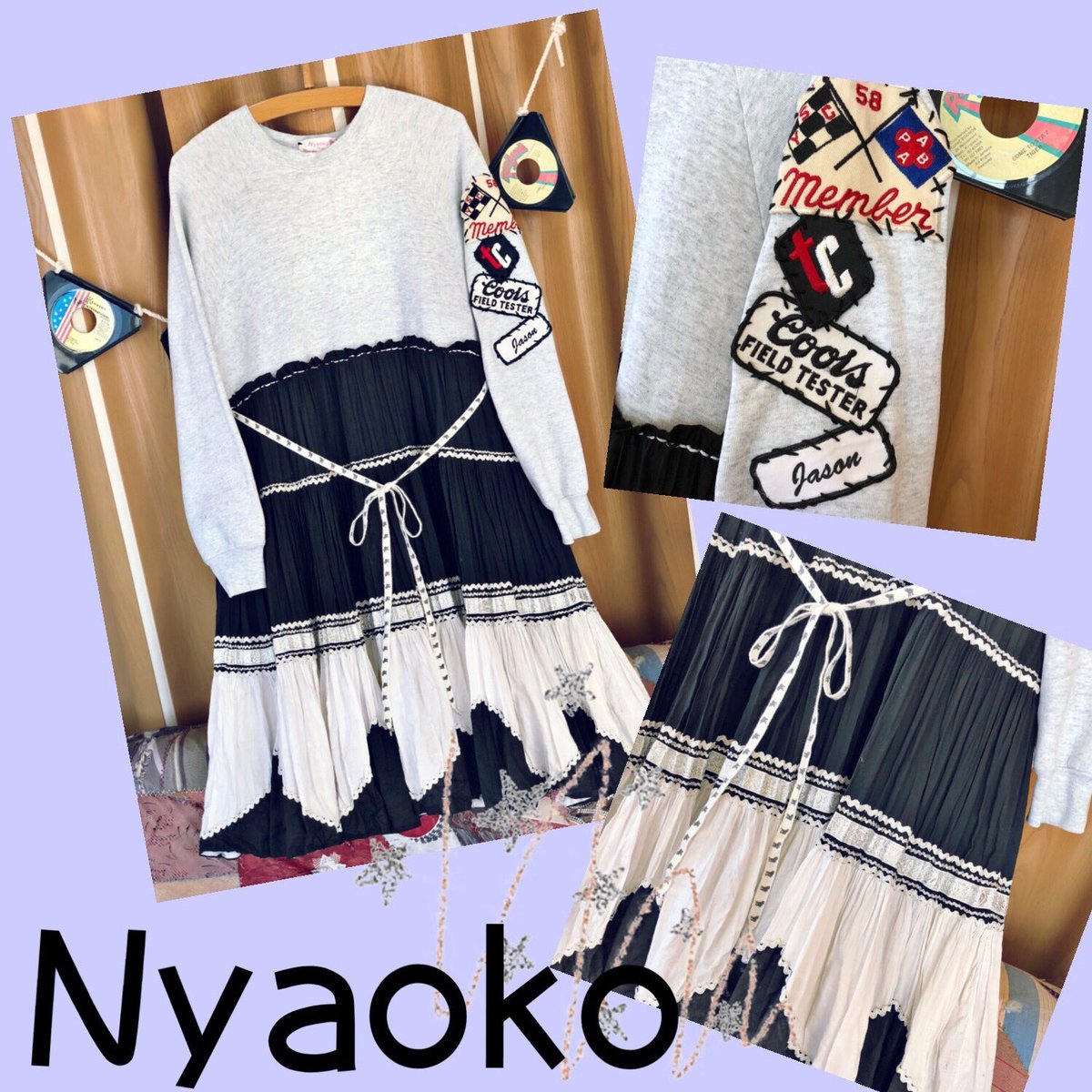 NNyaoko's tweet photo. SOLさんとCarrie a lot !さんの祐天寺シェアアトリエファイナルに納品したリメイクワンピースです😊

@SOLloveBEBE https://t.co/0nk3pTsHV4