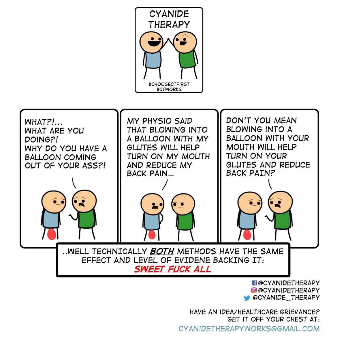 Cyanide_Therapy's tweet photo. Simply Google 'Postural Restoration Institute' for a great laugh and a bunch of 'Hot Air'.
#PhysicalTherapy #PT #PhysioTherapy
#Physio #PTWorks #ChoosePTFirst
#Medicine #Doctors #HealthCare
#Cyanidetherapy #ChoseCTFirst #CTWorks https://t.co/oB4EhbsULT