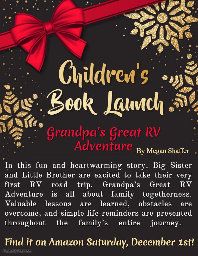 BRPCompany's tweet photo. Guys, I am so excited to announce that my book is officially launching on Amazon December 1st!
#getready #booklaunch #grandpasgreatrvadventure #amazon #amazonbooks #amazonbooklaunch #amazonchildrensbooks #childrensbooklaunch #childrensbooks #kidsbooks #newrelease #bookrelease https://t.co/CQ877ihtRT