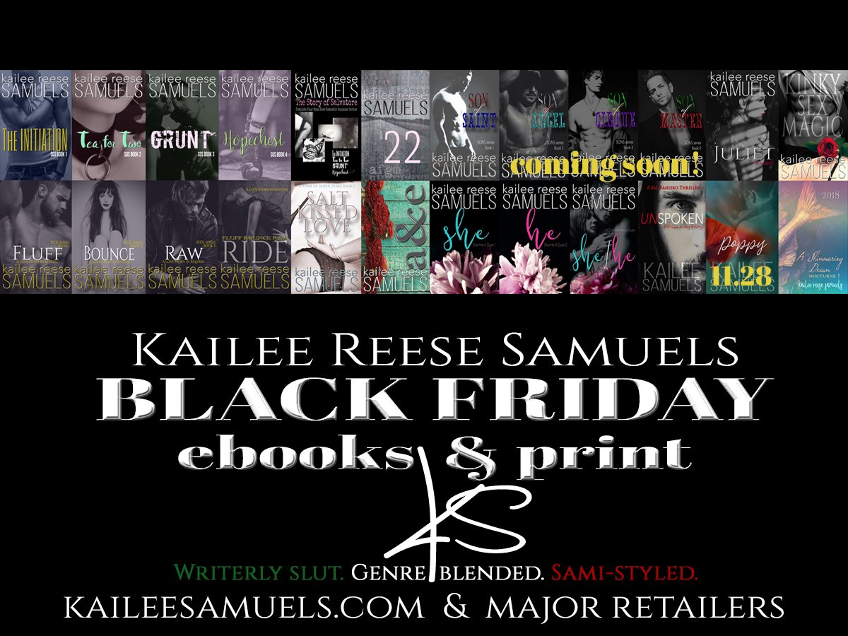 mommasaystoread's tweet photo. #BlackFriday #Sale #KRS
All of @KRSamuels e-books and paperbacks are #OnSale for #ThreeDaysOnly
#KaileeReeseSamuelsShop https://t.co/8fIdngPsI3
Amazon https://t.co/aVg68TGlXF
iBooks https://t.co/GuU6fBs9ZQ
B&N https://t.co/4jBRgyjUoU
Kobo https://t.co/pf96fG0fOh
@EJBookPromos https://t.co/qjYxJRzOct