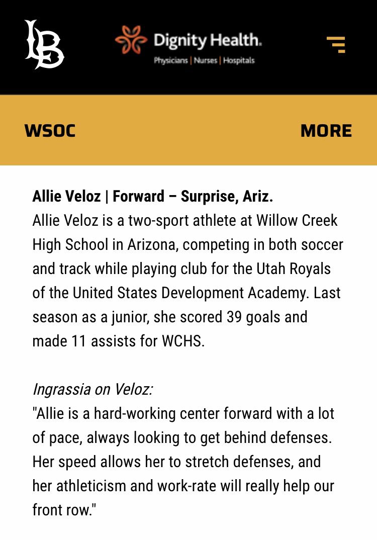 allisonrveloz's tweet photo. Thank you friends,family &amp; coaches who have supported me. Blessed &amp; excited to say I have committed to play D1 soccer at Long Beach State!! https://t.co/N0dj9h2v9L