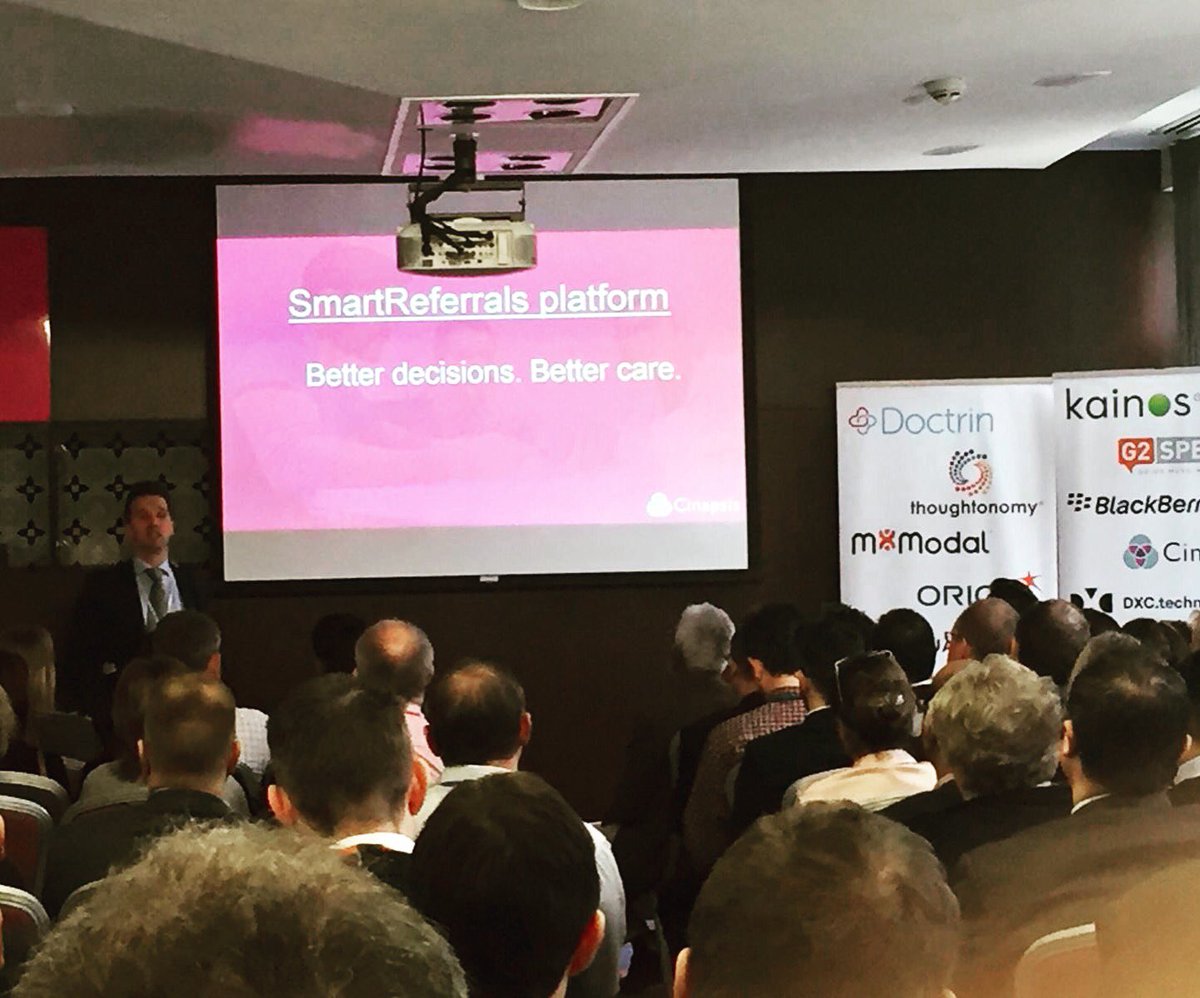 KatrinaSheikh's tweet photo. Excellent talk by Owain Rhys Hughes, surgeon and CEO of Cinapsis at the Strategy for Health Forum November 2018 discussing innovative transformation with #NHS leaders
@myCinapsis @HStrategyForum @NHSDigAcademy @NHSEngland
@DHealthLDN
#cinapsis #smartreferrals #healthcaresf https://t.co/kDyX6SFEP1