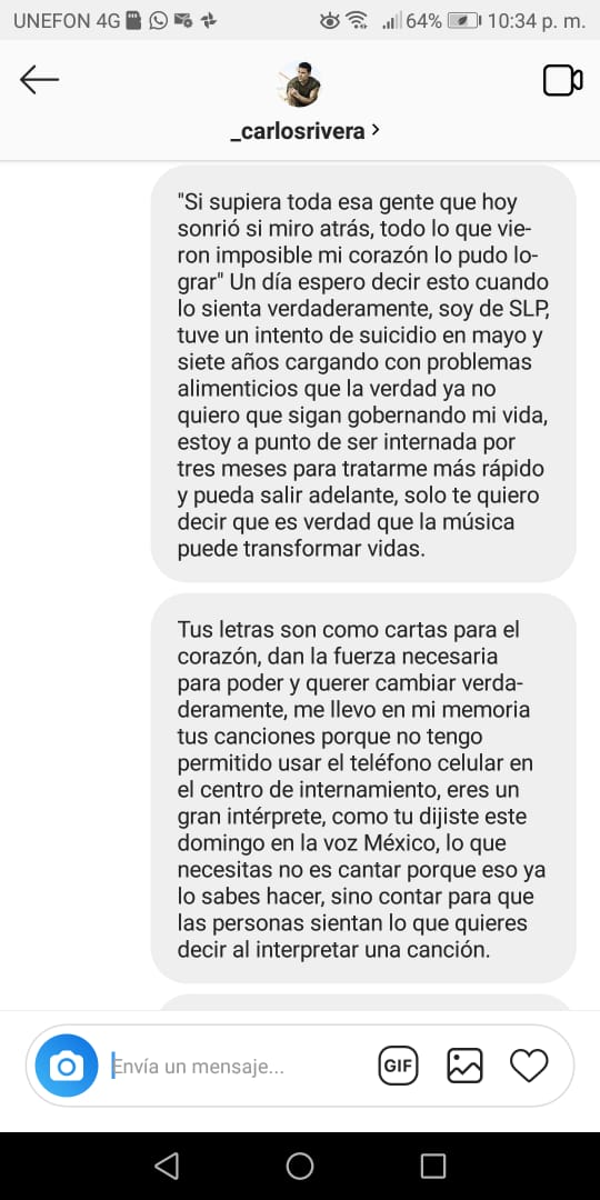 _AyMariia's tweet photo. Hola @_CarlosRivera quiero contarte, ayer conocí la historia de Ana,  es Riverista y esta luchando una #Guerra vs la anorexia. Ella escribió una carta para ti y el simple hecho de saber q tú la leíste es un apoyo muy grande para Ana. Tu brillo cura almas y la de Ana lo necesita🙏🏻 https://t.co/Gwf9F3Soz1
