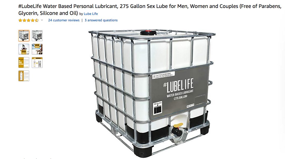 Kara_Sutra's tweet image. With this handy 275 gallon metal crate of lube you&apos;ll never have to worry about going dry in the heat of the moment. Thanks, Amazon. 🤔😂

amzn.to/2Dzj8jP

#lubeforlife #wtfamazon #BlackFridayDeals #Amazon