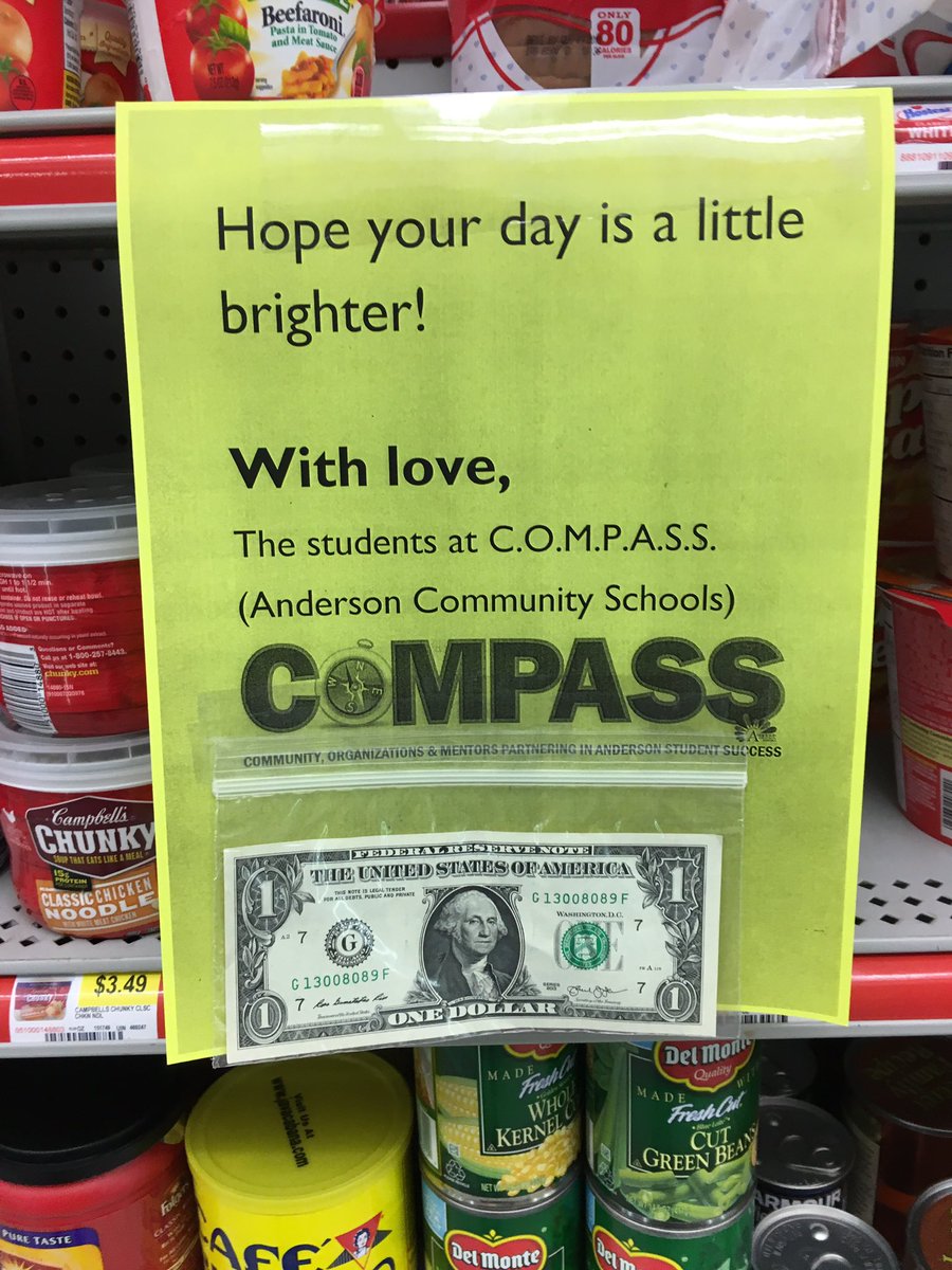 KristalMccorkle's tweet photo. Day of Gratitude at COMPASS:
COMPASS handed out 300
 $1.00 bills to random people and posted money for others to find https://t.co/LESXcYI1Ky