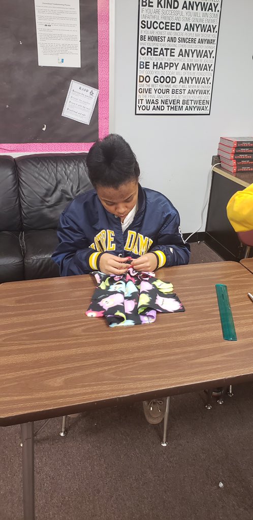 KristalMccorkle's tweet photo. Day of Gratitude at COMPASS:
Making fleece hats for elementary students in need
#givingback https://t.co/Sci78lApbj