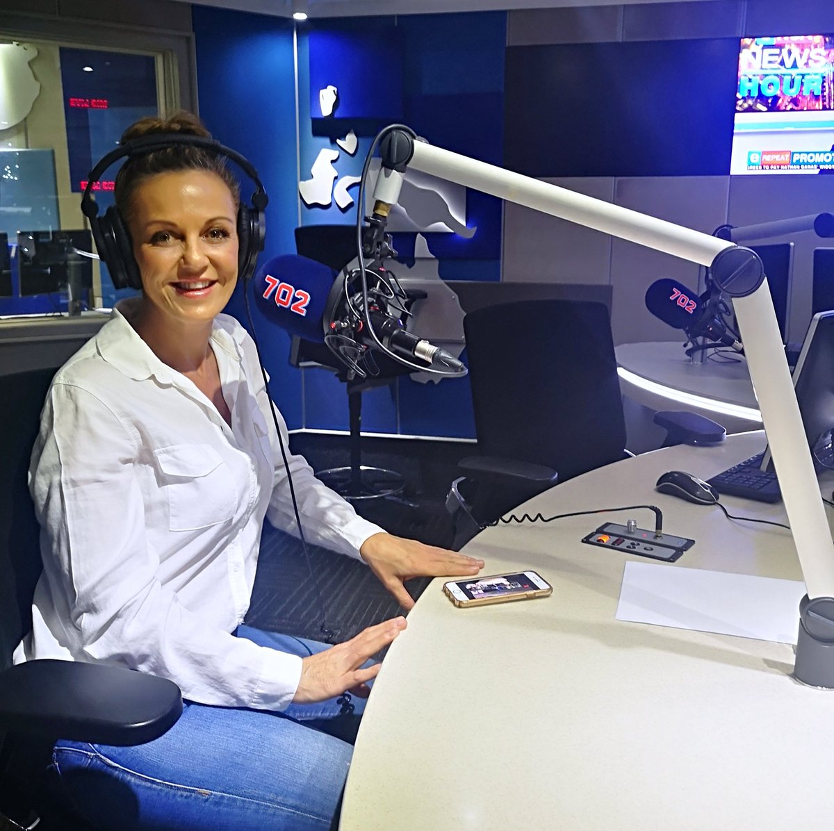 Starting early today! <a href="/Jovanderwalt/">Joanne van der Walt</a> getting ready to chat to @relebogilem on <a href="/Radio702/">702</a> about #IamrAInbow - an AI-powered smart companion for those affected by #domesticviolence developed by <a href="/sharma_kriti/">Kriti</a> &amp; team. #sagefoundation #AIforgood