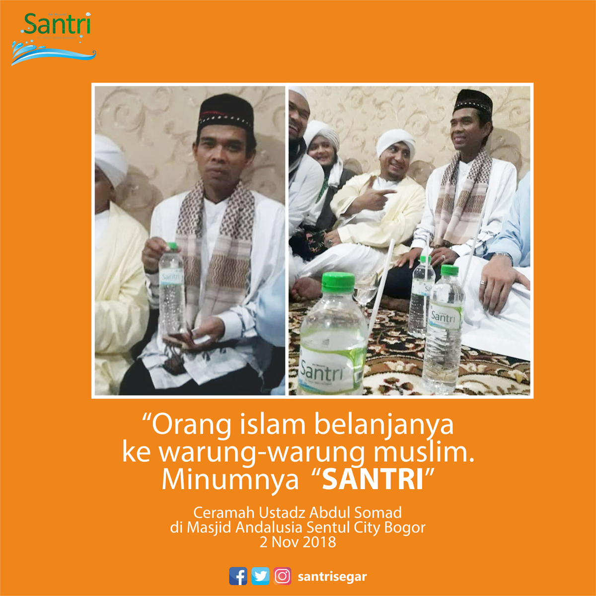 SantriSegar's tweet photo. @UstAbdulSomad #airmineralsantri #santri #masjidandalusia #sentul #bogor https://t.co/BXDRpGoykd