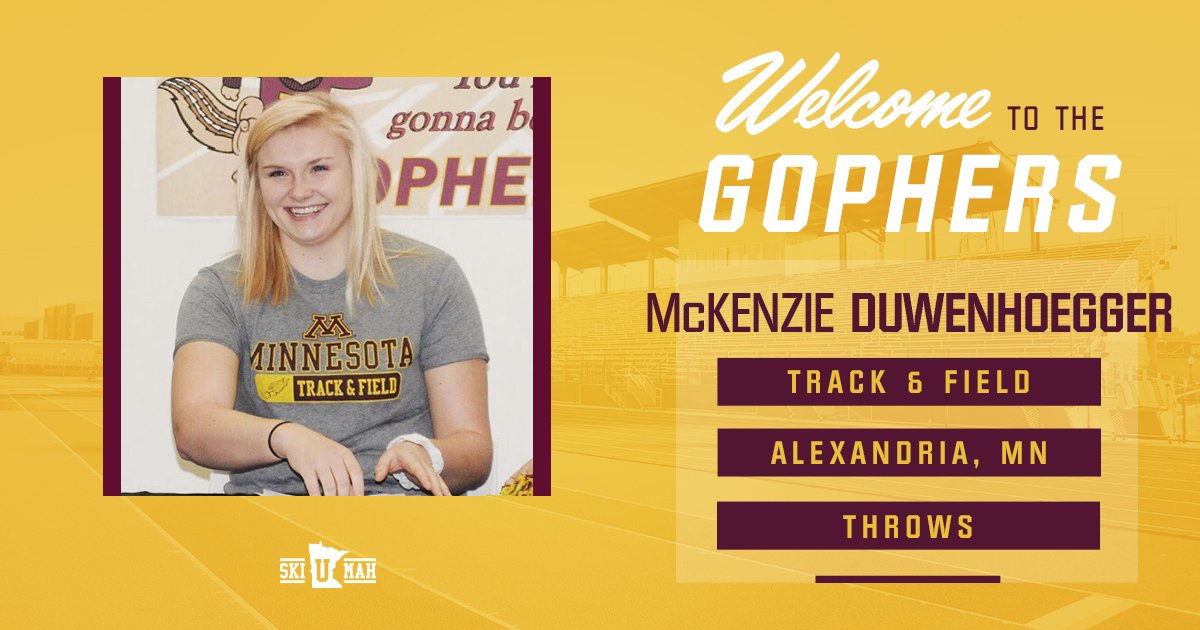 We're pleased to officially welcome McKenzie Duwenhoegger, a thrower from Alexandria, Minnesota, to the #Gophers family. Welcome, <a href="/McKenzieD11101/">kenzie duwenhoegger</a>! 〽️✍🎉