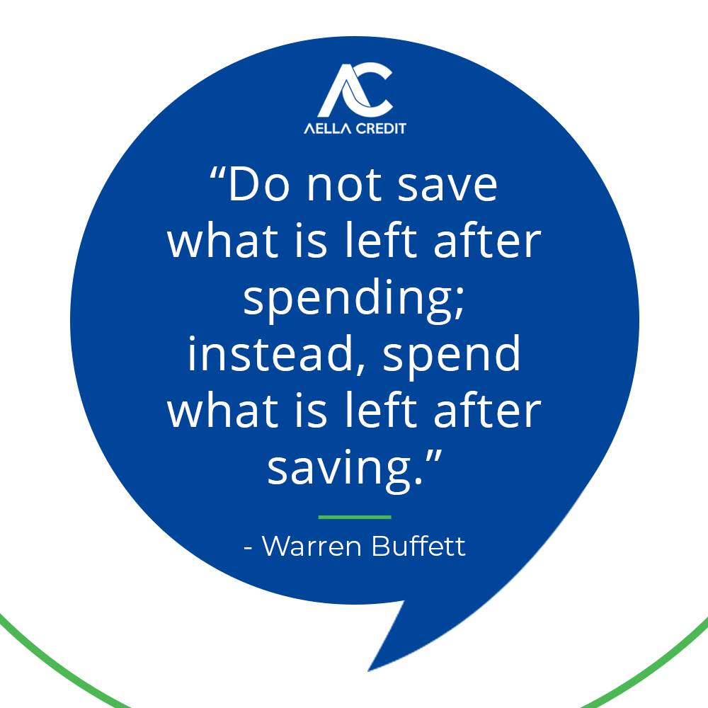 Aella's tweet photo. #wednesdaywisdom 

"Do not save what is left after spending; instead, spend what is left after saving." - Warren Buffett

#wednesday #wednesdaywisdom #wednesdaythoughts #saving #savesting #loan #money #cash #finance #financialplanning #financialwisdom #AellaCredit https://t.co/x0fqRCmpuC