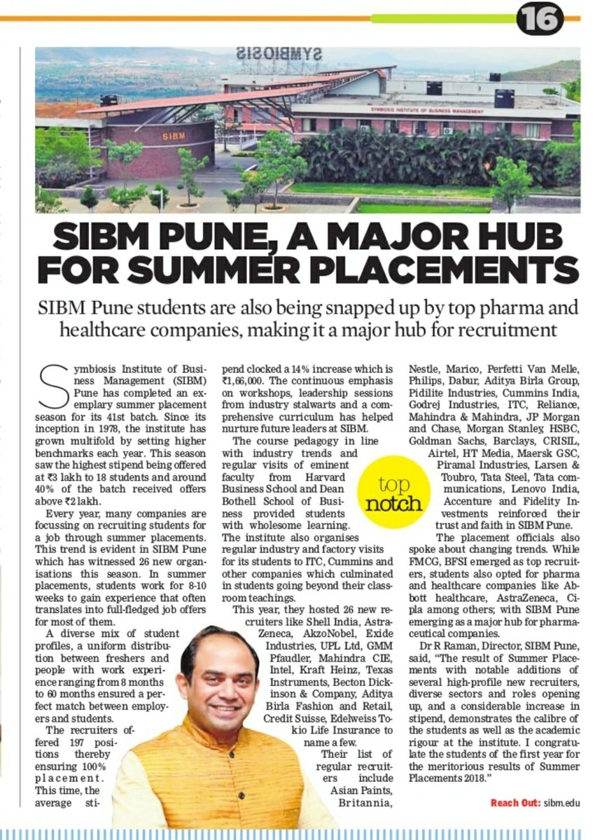 ArtSIBMPune's tweet photo. The 41st batch of SIBM Pune has successfully completed its Summer Placements. Find more details in the report: https://t.co/Xhm3Kg9fMh

#CoffeeWithSIBM2018
#ARTSIBMPune
#SIBMPune https://t.co/BB1TXqu2dG