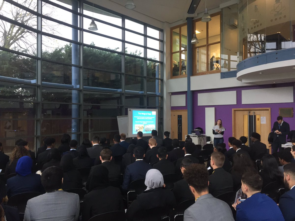 BDAYr12's tweet photo. @OfficialWOHAA presenting their fantastic opportunity to @BDAYr12 in today’s assembly. #charity https://t.co/zLDe1IKScD