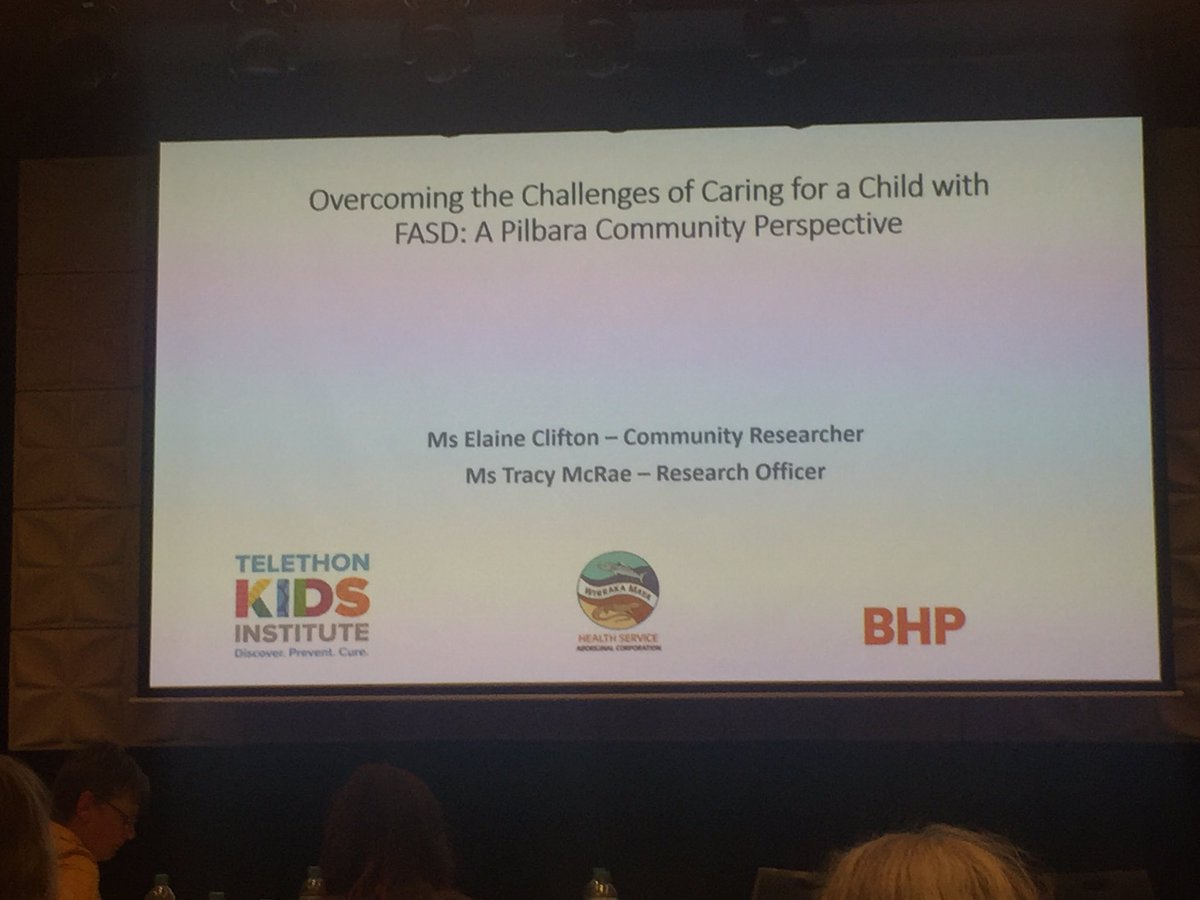 makeFASDhistory's tweet photo. Proud to see @makeFASDhistory @telethonkids @bhp researchers Elaine and Tracy presenting at the #FASD2018Perth conference sharing Pilbara carers’ stories gathered to inform program development and service provision https://t.co/N8Mub1YTZz
