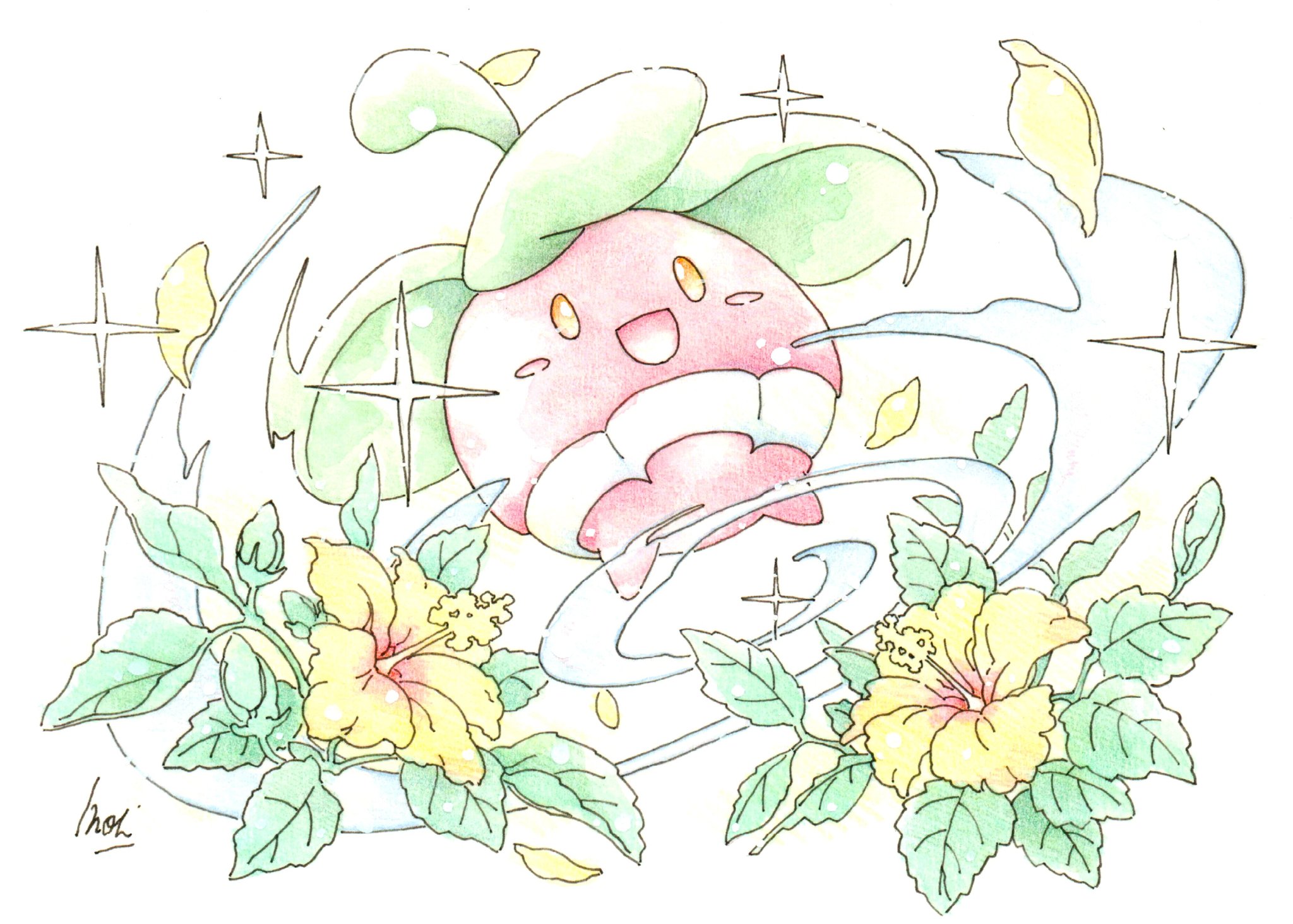 Inori 今日のポケモン図鑑 ｎｏ ７４４ アマカジの あまいかおり イエローハイビスカスの花言葉 輝き T Co Yojrrk11jq Twitter