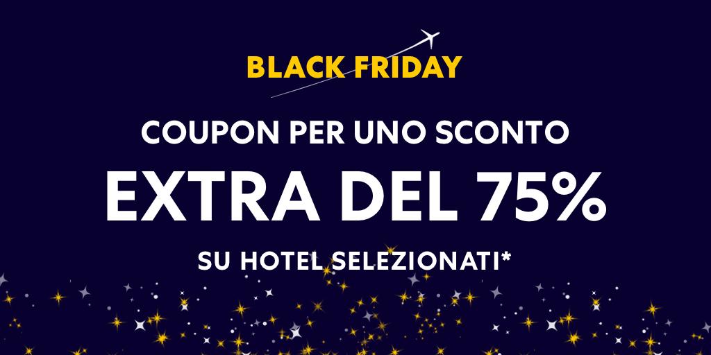 La promozione Black Friday inizia il 23/11 alle 9:00 (CET). 75% di sconto extra su hotel selezionati: bit.ly/2PHBYfW
*Promozione soggetta a disponibilità limitata.