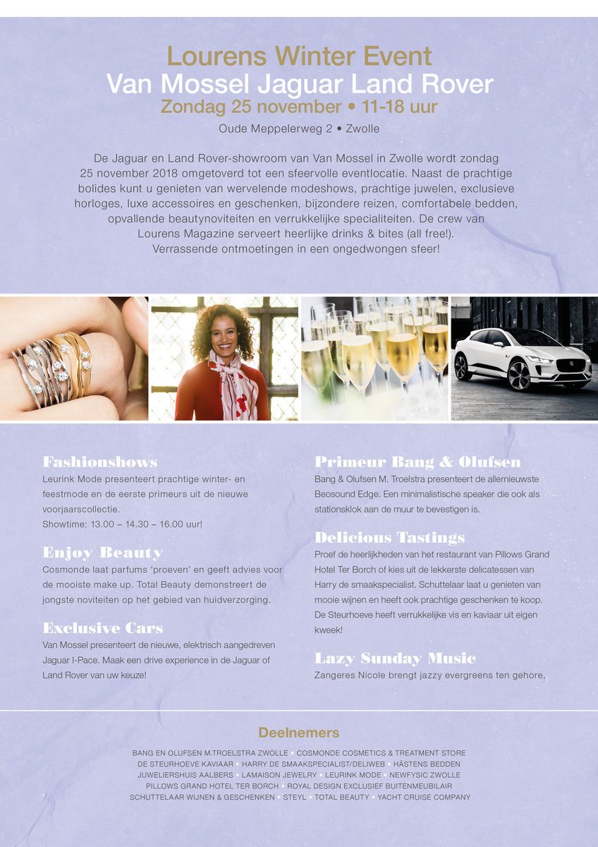 Zondag houden wij het <a href="/LourensMagazine/">Lourens JC Magazine</a> Winter #Event Kom jij ook? #fashion #cars #jewelry