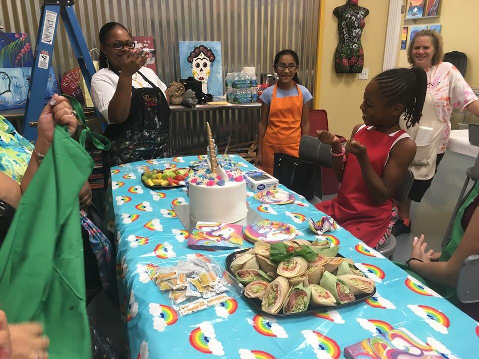 pwatnaples's tweet photo. Shanyia’s birthday party was all about the unicorns! Everyone did a fabulous job!! Look at that smile!! 
Happy Birthday Shanyia!               🎁🎂🎉🎊🎈 

Thank you for celebrating at PWAT Naples Studio!! #BirthdayParty #pwatnaples #artonyourbday https://t.co/l08y7eKjGY