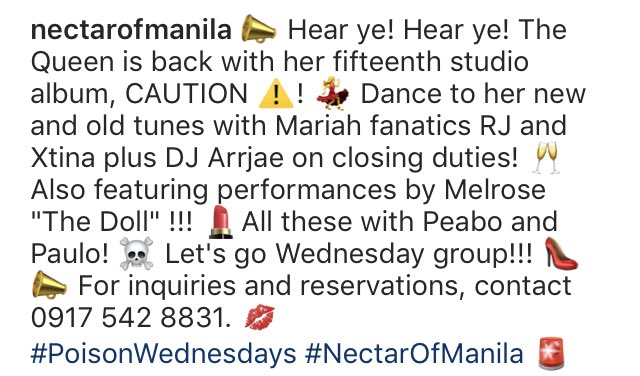 #REPOST from #NectarOfManila It’s Mariah Night tonight at #NectarNightclub 🦋💖🎶 👉🏻 Please view photos for further details! Thank you Nectar Manila for the Mariah Night!