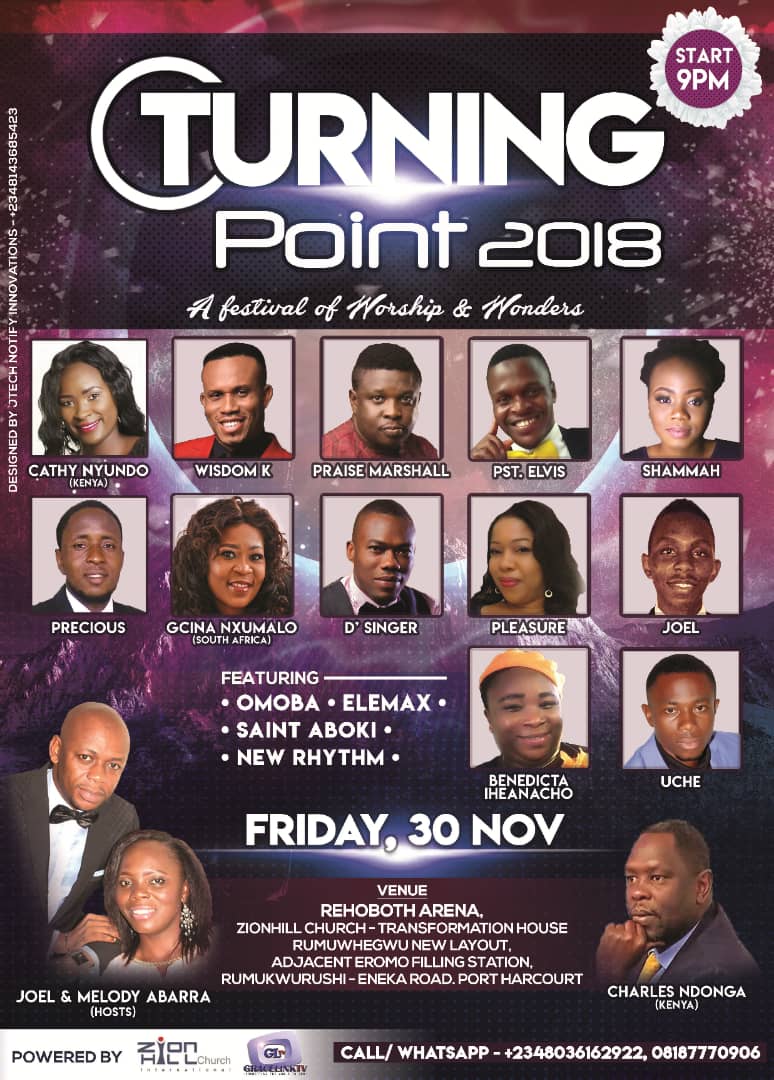 Joel_Abarra's tweet photo. #TURNINGPOINT2018 (Festival of Worship & Wonders)
A full musical program wit powerful & inspirational music ministrations& power demonstration
📍ZIONHILL CHURCH opp Eromo filling station Eneka Rd, Port Harcourt
📆Fri 30th Nov
⌚9pm till dawn
Come wit ur family, friends&neighbours https://t.co/mlfG2PsNT6