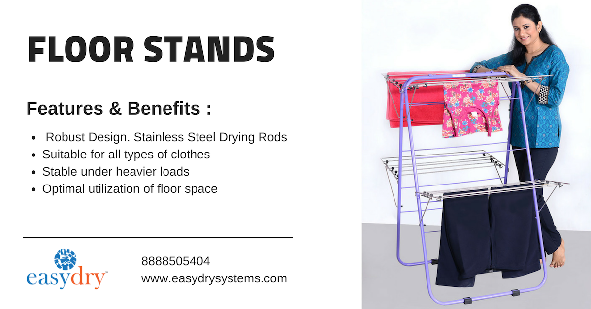 EasyDrySystems's tweet image. Our #FloorStand drying system is a product that you can take with you as you shift homes. It needs no installation. They are simple &amp;amp; sturdy for all drying needs.  Buy it now on easydrysystems.com/floor-stand.php 
#ClothesDryingSystem #EasyDrySystem #SpaceSaver