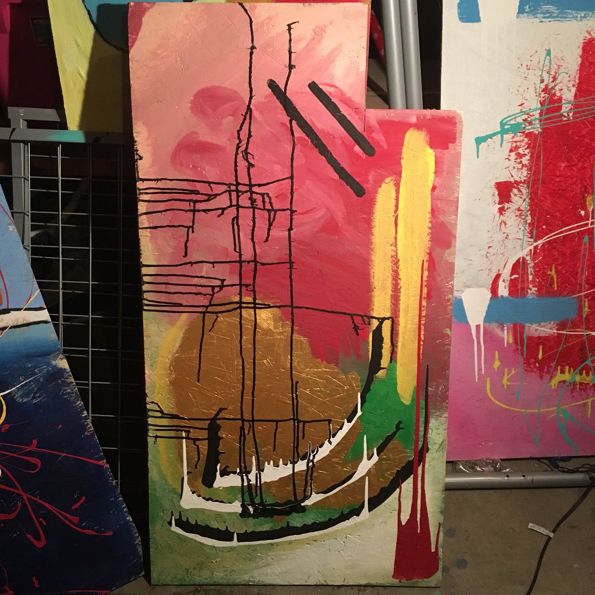 Highhands_'s tweet image. aaooogah. Acrylic on junk wood 25.5 x 48 (minis the top right chunk). A wolf and a man.  #highhands #highart #merijuanamotivated #stoner #stonerart #cannabiscommunity #cannabis #420 #hightimes #merijuana #nofilter #yycart #yycartist #calgaryart #calgaryartist #canadianartist