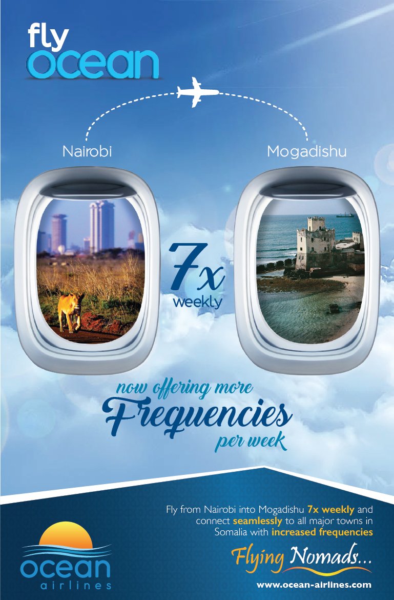 #7MoreReasonsToSmile Necessity is the mother of invention:- When the need for something becomes essential, you are forced to find ways of getting or achieving it. At <a href="/ocean_airlines/">Ocean Airlines</a> we found a way and achieved it! Nairobi - Mogadishu 7x weekly!