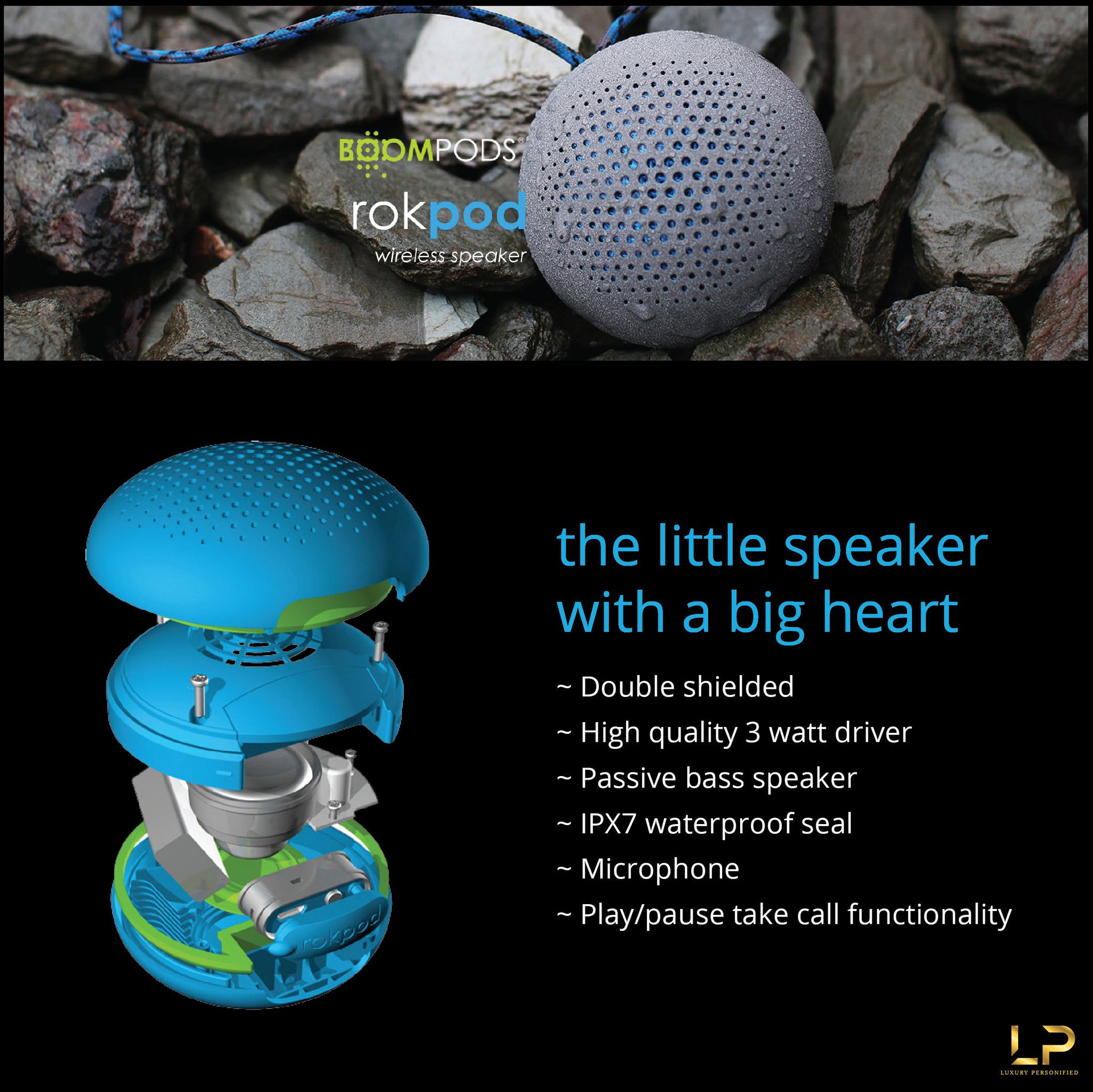 rokpod waterproof wireless speaker