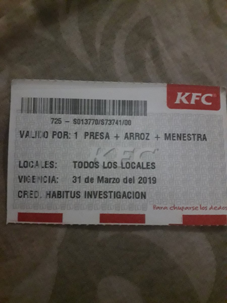 EddersonCruz's tweet photo. @kfcecuador Tengo este tiket en cualquiera de sus locales verdad 😊 https://t.co/NO8aw6vkjj