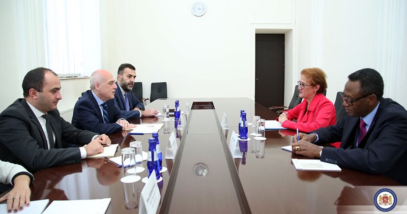 tsiskarashvili's tweet photo. Good exchange of views w the #Geneva Talks Co-chairs on all issues of the GID agenda. Special attention was paid to the situation in #Russia's occupied regs of #Georgia n resumption of #IPRMs. Full responsibility on the disruption of the IPRMs rests with the occupying power https://t.co/biTbPXfGoN