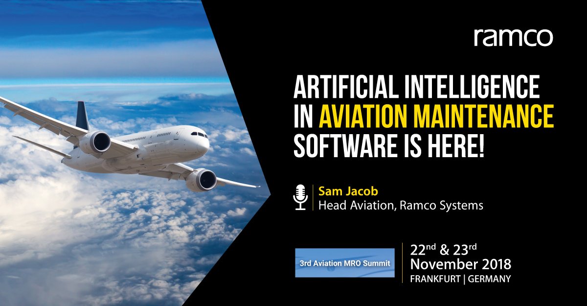We will be at the 3rd Aviation MRO Summit in #Frankfurt! Get exclusive insights on #NextGen innovations being built into in our #aviation #maintenance #software, presented by Head of Aviation, Sam Jacob. <a href="/Luxatia_intl/">Luxatia Intl</a> <a href="/RamcoSystems/">Ramco Systems</a>