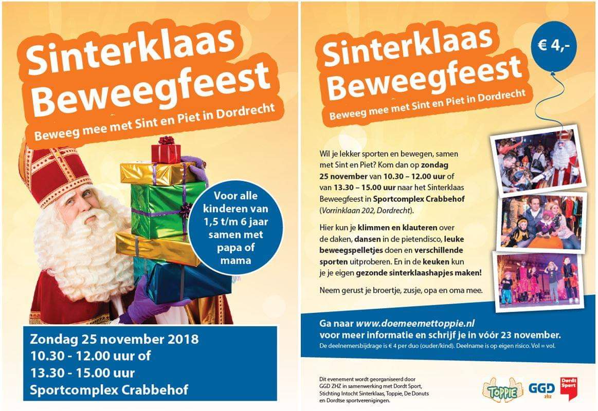doeffgezond's tweet image. Hier wil je bij zijn! A.s zondag klimmen, klauteren, dansen, sporten en knutselen op het Sinterklaas beweegfeest in Crabbehof. Meld je snel aan via doemeemettoppie.nl @ggdzhz  @Dordtsportcoach @pip_zo @GdgDordt @DordtSport @stgHattrick