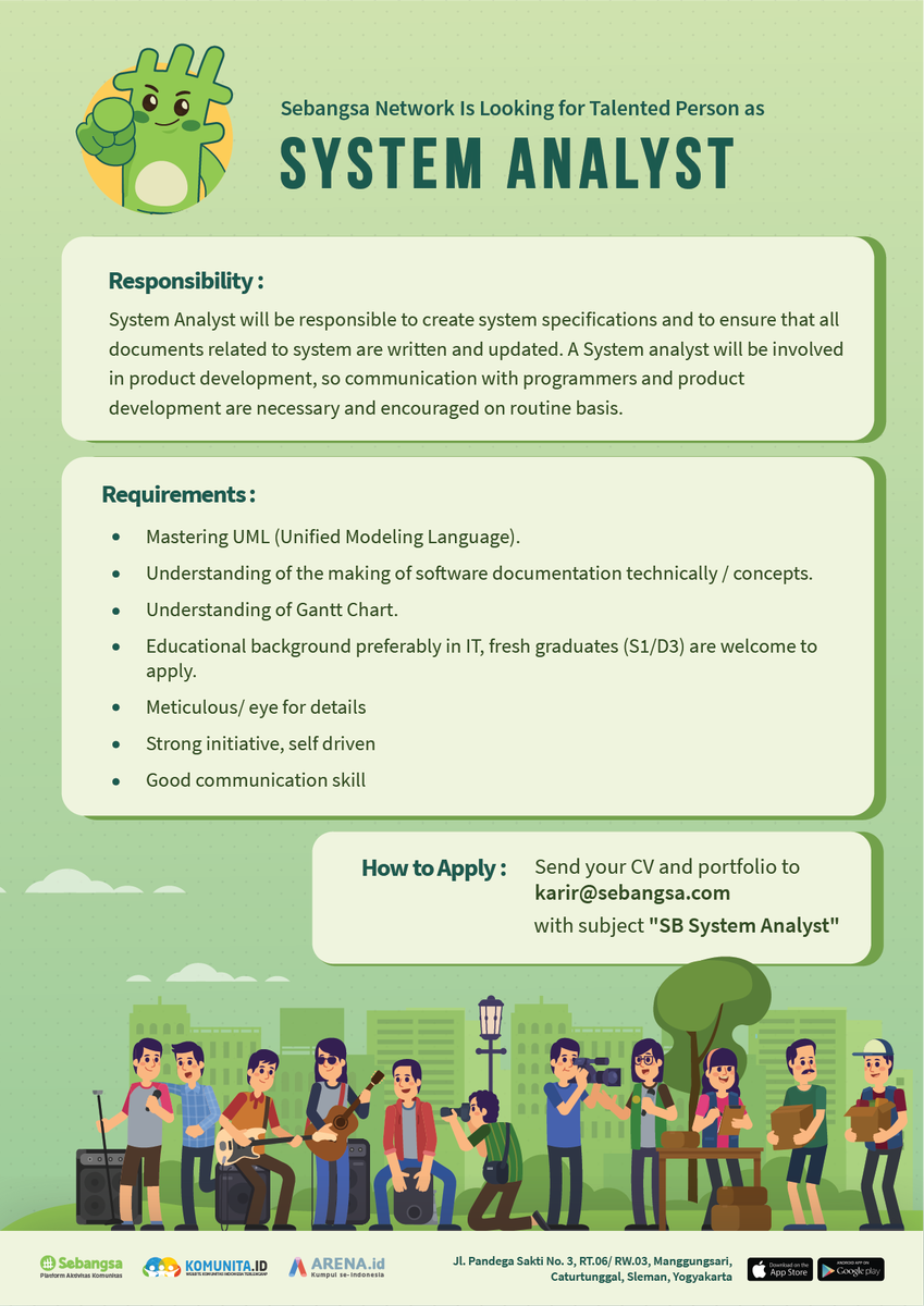Lowongan: System Analyst di Sebangsa Bersama Yogyakarta
