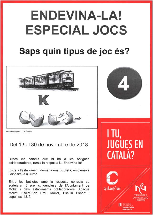 cpnlmollet's tweet photo. A #Mollet juguem en català i volem que tu també hi juguis. Saps la resposta del jeroglífic que trobaràs a l’Hipermercat Esclat de Mollet? Endevina-la! https://t.co/8iZKGM2Qjj @cpnlcat Gràcies @jordisteban @ajmollet @AbacusCoop #Mollet #Escuin @bonpreuesclat #Mollet @lu2jocs https://t.co/KOxDCdl5aB