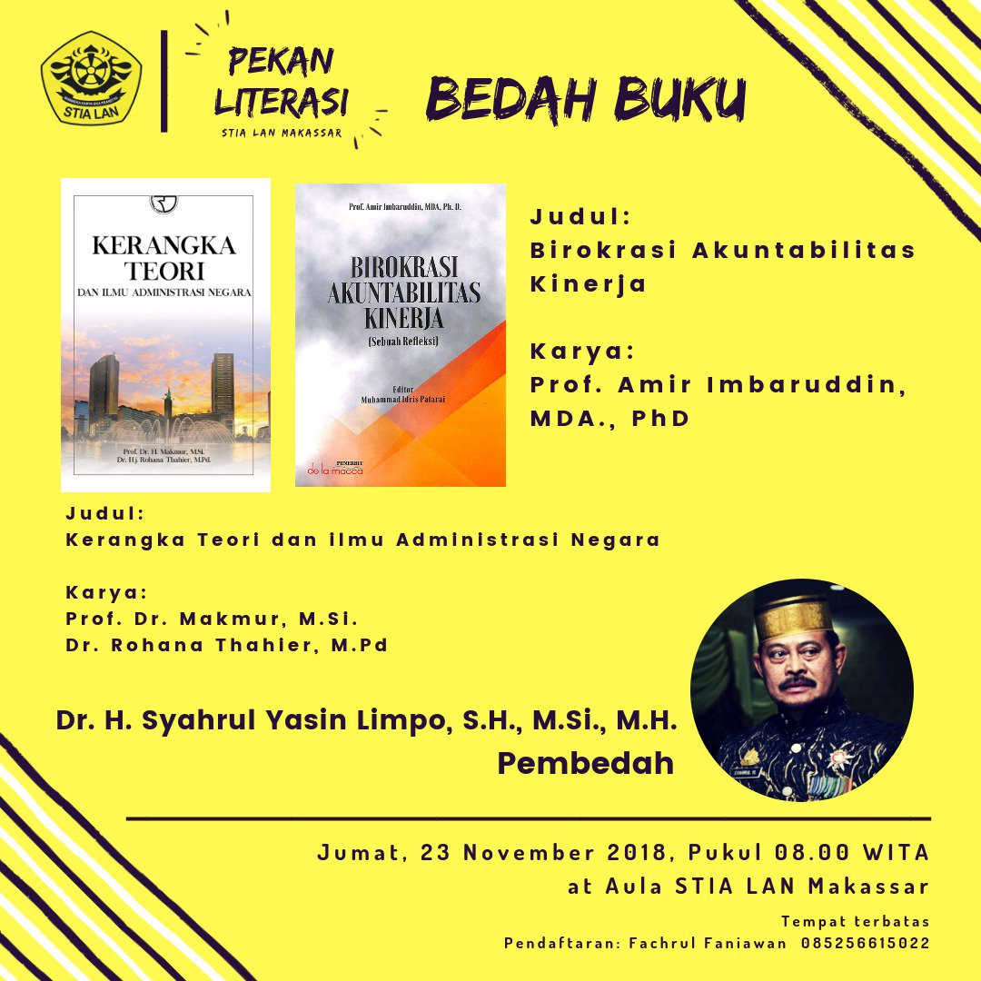 HumasSTIALANMks's tweet photo. Kegiatan Pekan Literasi STIA LAN Makassar 22-23 November 2018, yaitu Kelas Menulis, Bedah Buku dan Seminar Motivasi 🤗
#pekanliterasistialanmks https://t.co/59HFeAQnxL