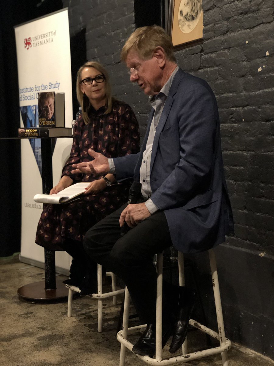 @LouiseGrimmer in conversation with @KerryOBrien in #Launceston. @ISC_UTAS @UTAS_ @utas_newsroom