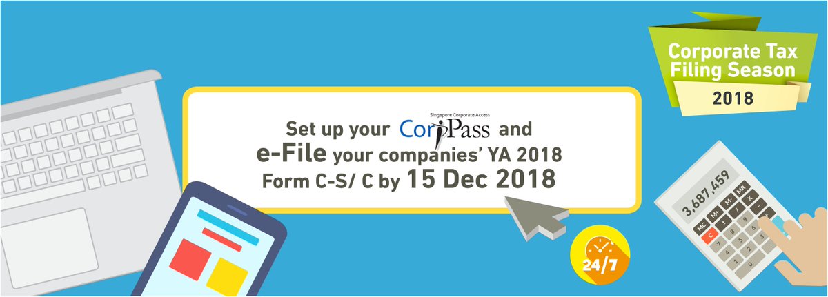 irassg's tweet photo. 220,000 companies are required to file the YA 2018 Form C-S/ C.
Companies must set up their #CorpPass before they can e-File their #CorporateTax returns at https://t.co/MHujkJj86U. To-date, about 70% of companies are CorpPass-ready & will be able to e-File. Are you one of them? https://t.co/pvvlpbaOcn