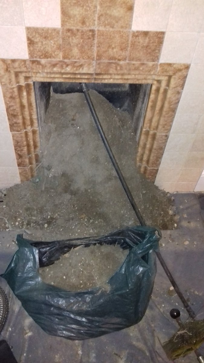 FrantisekSic's tweet photo. Several bags of mainly soil, twigs and grass came out of this fireplace near Tywyn. Some bird skeletons. The fireplace has not been used for many years. Luckily, the new owner decided to get the chimney cleaned. https://t.co/v2J8HZyMWL https://t.co/YaObwmDAjA