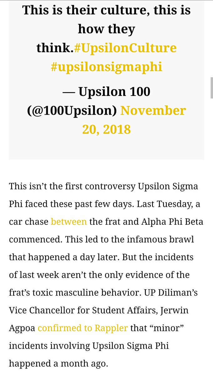lonsileaks's tweet photo. Screenshots of the now-deleted @scoutmagph article (Part 1)
#UpsilonLeaks #UpsilonCulture #UpsilonSigmaPhi #Upsilon100 https://t.co/JnkKJDH3qn