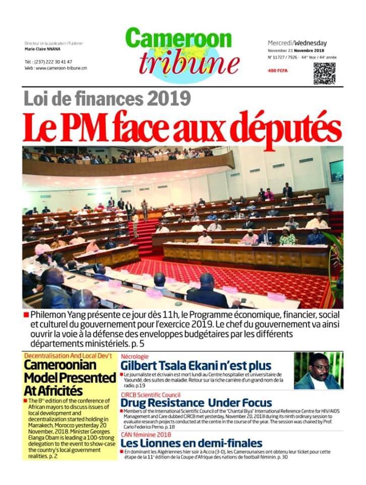 OneTimes16's tweet photo. (1/4) Les unes de ce matin du 21/11/2018 au #Cameroun . #onetimes #BreakingNews #kiosque
#Finance2019 #press #ekiosque https://t.co/2twjJqbjAK