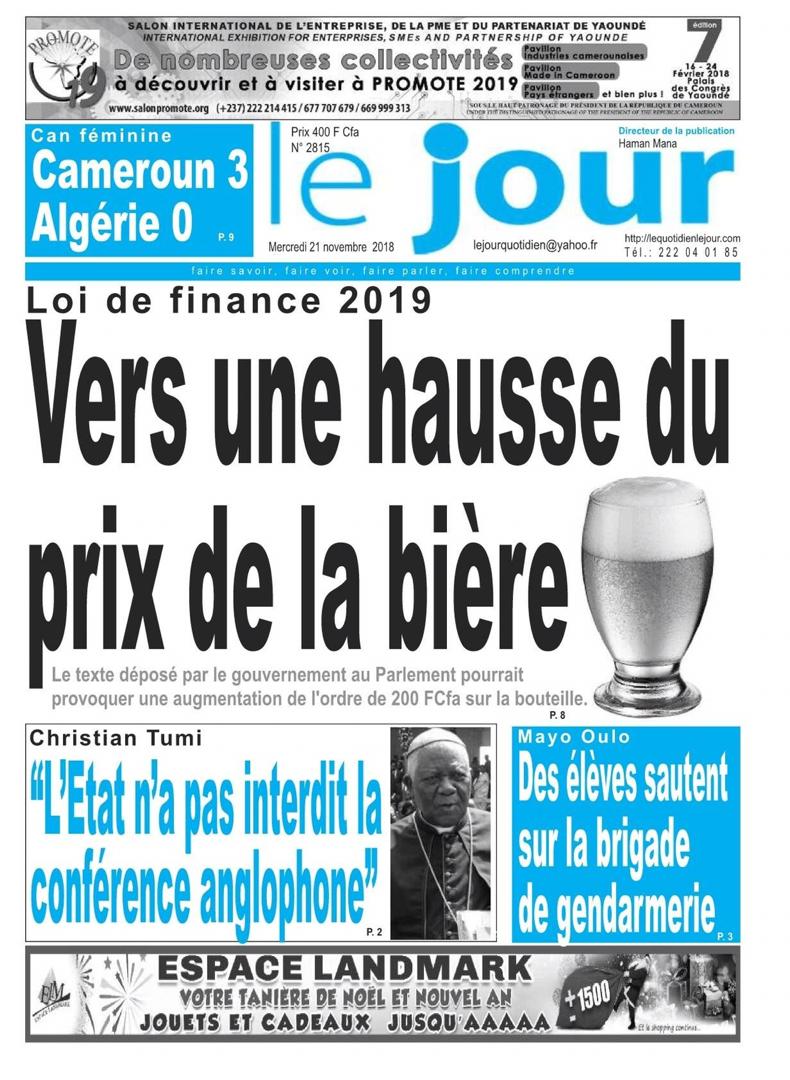 OneTimes16's tweet photo. (1/4) Les unes de ce matin du 21/11/2018 au #Cameroun . #onetimes #BreakingNews #kiosque
#Finance2019 #press #ekiosque https://t.co/2twjJqbjAK