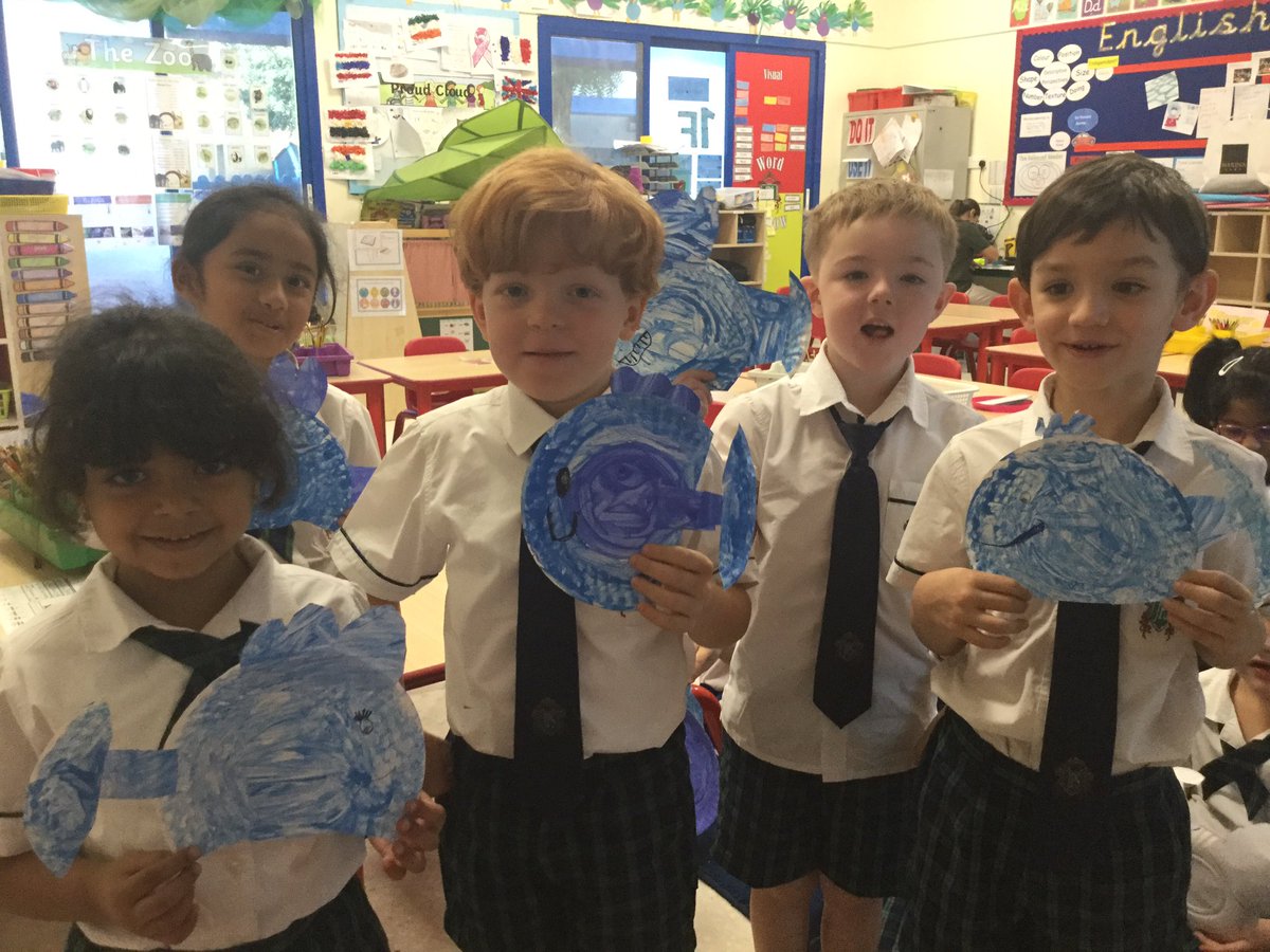 JPS_Year1's tweet photo. @JPS_Year1 @JPS_Art #JPS1F #JPSenhancement We are having a whale of a time in 1F. We have created our very own wonderful whales from the story Rainbow Fush and the blue whale. Gauri you #JPSownit well done! https://t.co/4bbRNN15c5