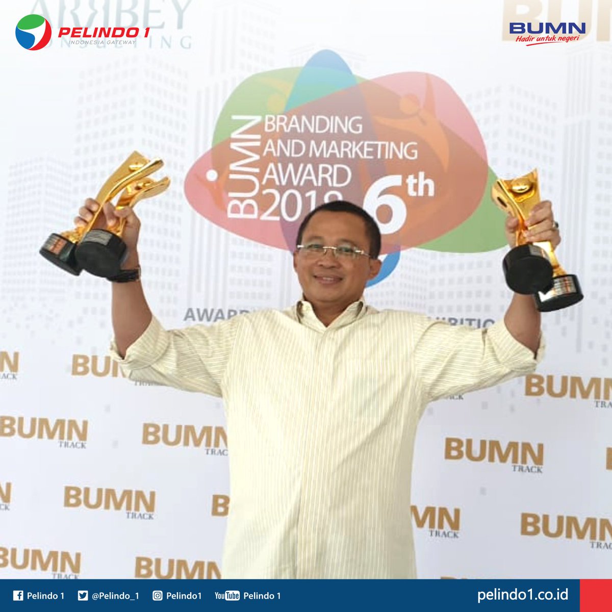 PelindoSPMT's tweet photo. #Portlovers, Pelindo 1 raih 4 penghargaan bergengsi pada acara 6th BUMN Branding & Marketing Award 2018 yang diselenggarakan oleh BUMN Track di Jakarta, 21 November 2018.
#Pelindo1Update #Pelindo1Hebat #ToBeNumberOne #IndonesiaGateway https://t.co/NKgCB2tbzW