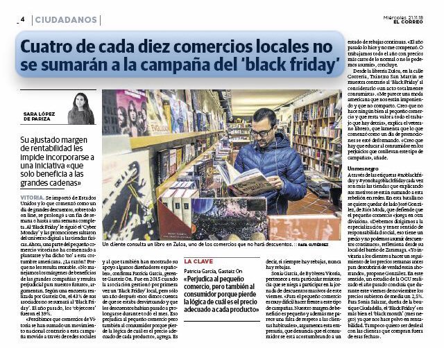 gasteizon's tweet photo. Blackfriday o #NoBlackfriday? Estos días hay muchos comercios con carteles de descuentos pero también algunos abanderan #pidouncambio porque ven imposible mantener descuentos constantes y mismo nivel de calidad. Diferentes gestiones buscando el mejor resultado. https://t.co/ABxLbyhMX6
