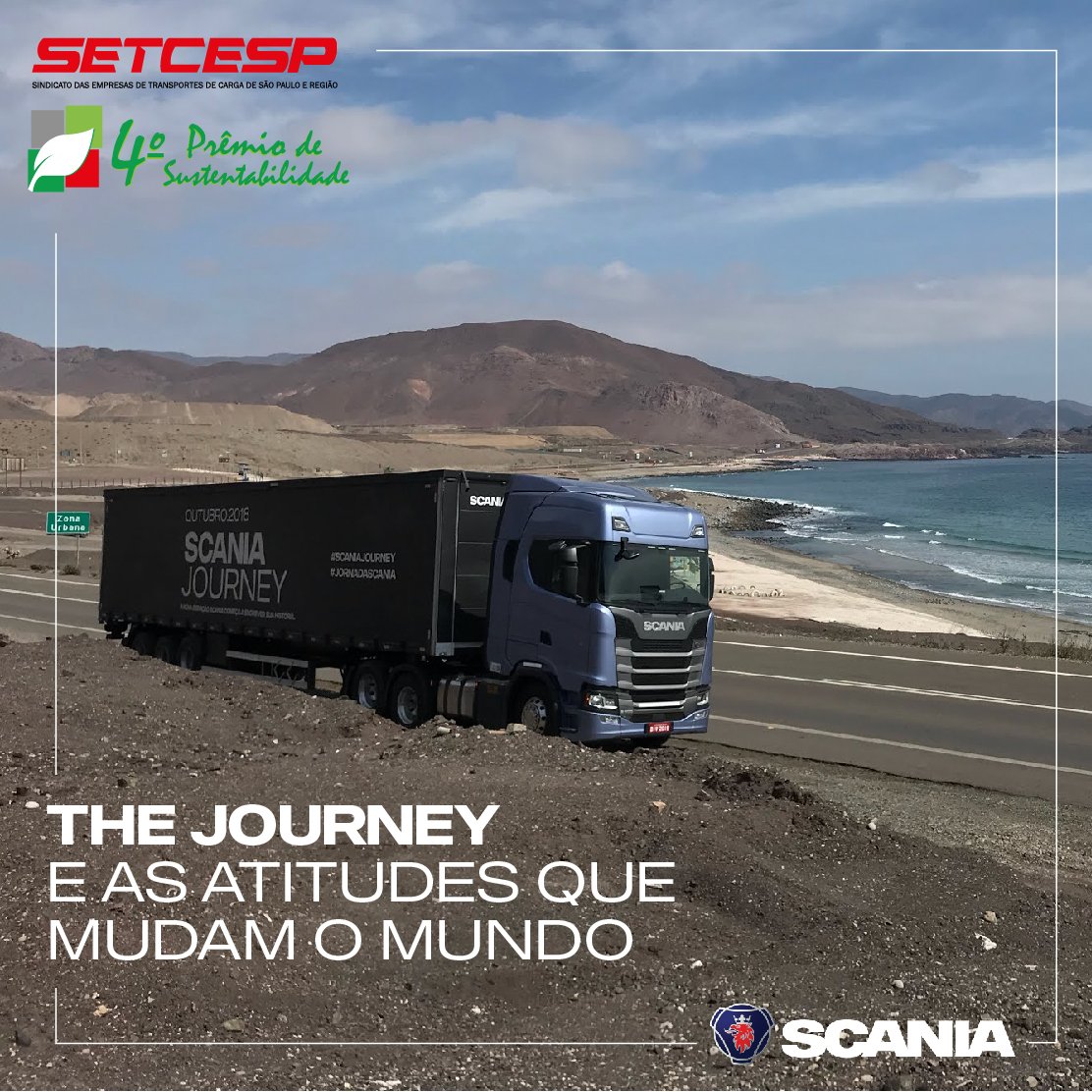 setcesp's tweet photo. No lançamento de seus novos caminhões, a Scania se aprofundou no tema de sustentabilidade buscando iniciativas que mudam o mundo. O resultado é a websérie The Journey, publicada semanalmente na fan page da montadora. #setcesp #4premiosustentabilidade https://t.co/6D6YyHwwcm