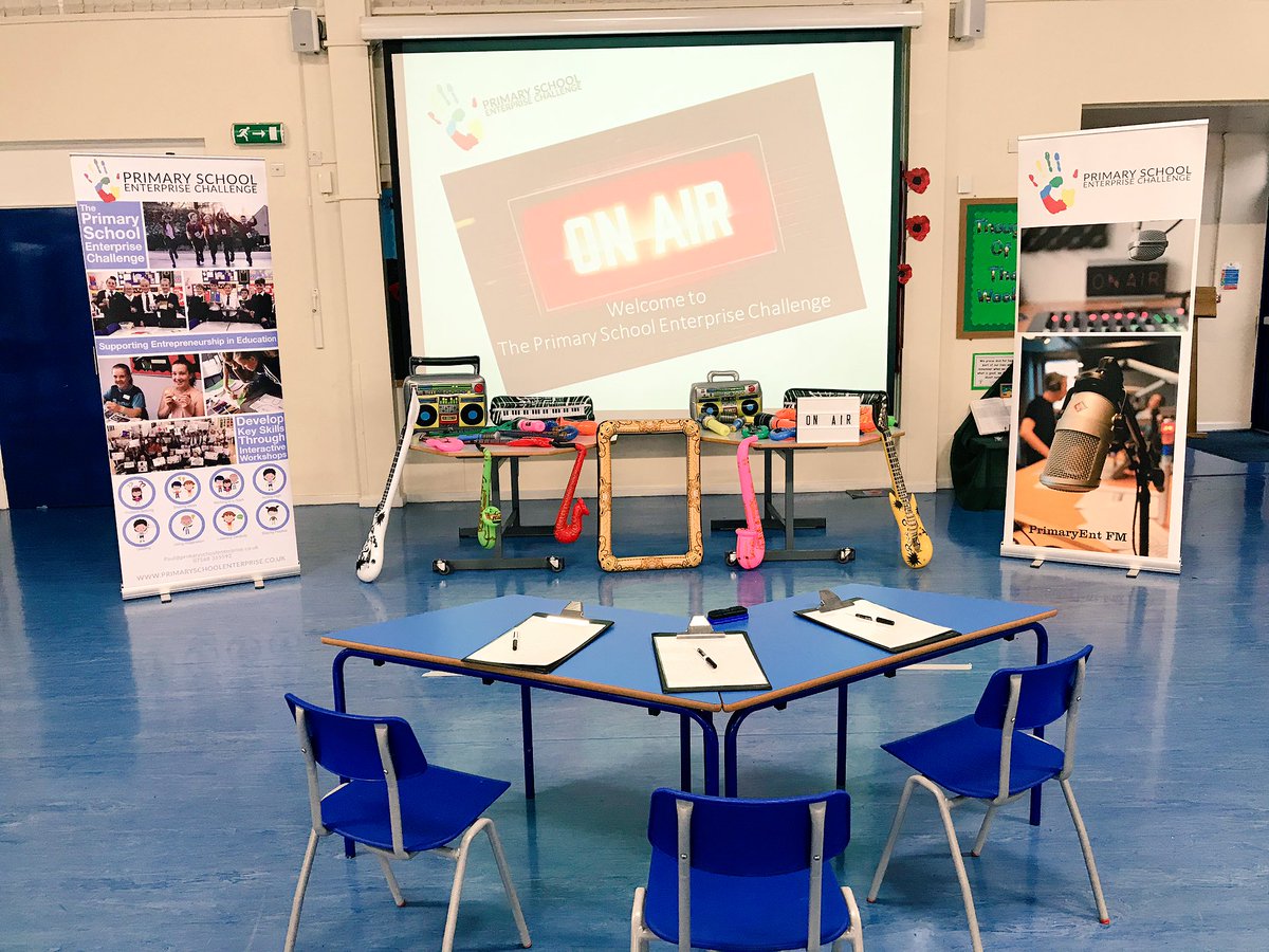 Primary_Ent's tweet photo. .@holyroodcps it’s all about the presentations! The judges have been selected &amp; we have the tables &amp; chairs in place! Watch out later to see how the teams get on with their #RadioEnterprise #Challenge2018 #barnsleyhour #barnsleyisbrill https://t.co/waip2LJwUE